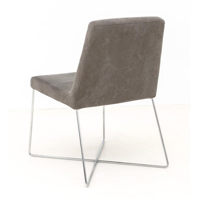 Ligne Roset Gray Suede Upholstered Side Chair For Sale In New York - Image 6 of 7