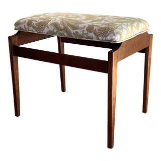 Small Walnut Upholstered Bench For Sale