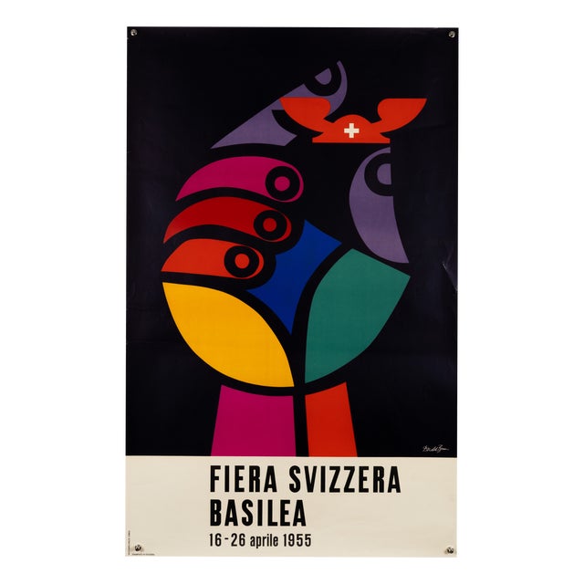 Fiera Svizzera Basilea Exhibition Poster by Donald Brun, 1955 For Sale