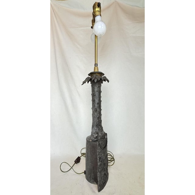 Traditional Antique Cast Metal Lamp For Sale - Image 3 of 8
