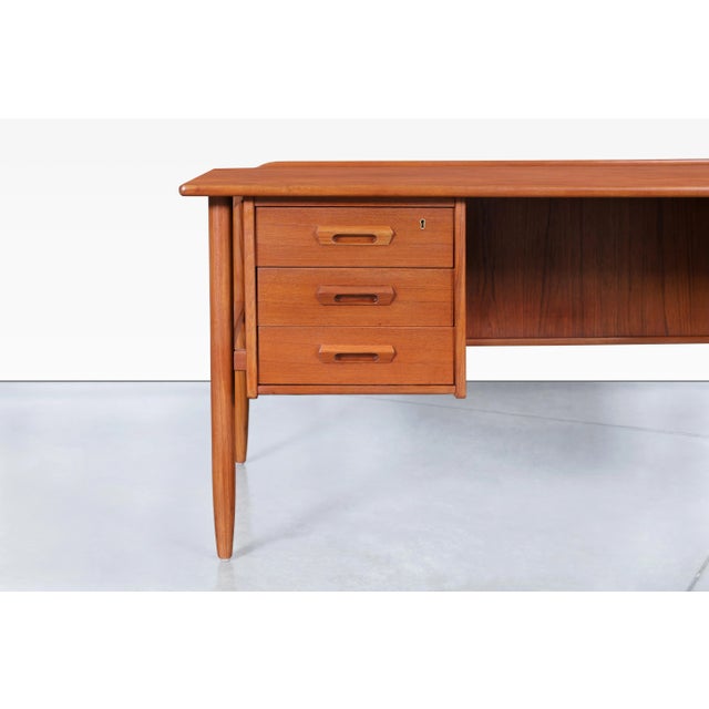 Wood Scandinavian Modern Teak Executive Desk by Goran Strand for Lelangs Mobelfabrik For Sale - Image 7 of 12