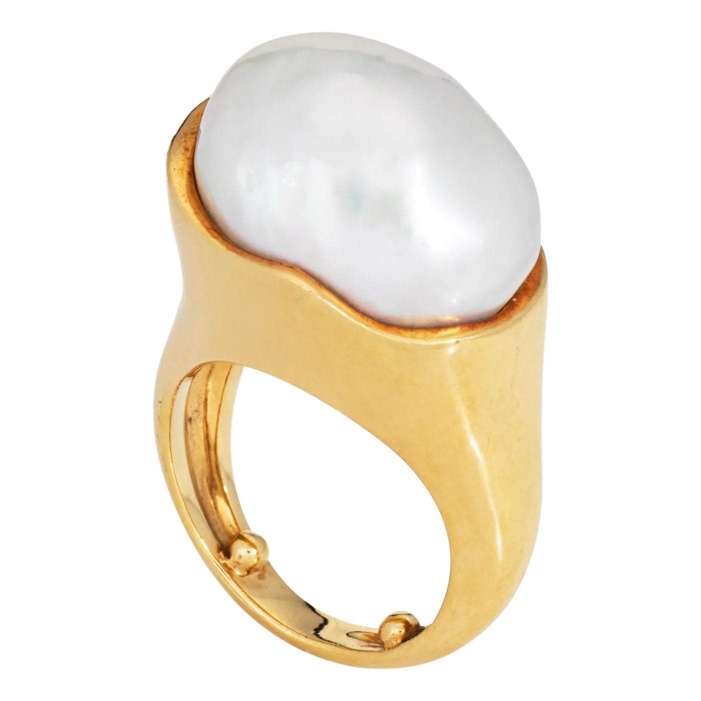 1990s Vintage Tiffany & Co Pearl Ring Elsa Peretti Sz 5.5 18k