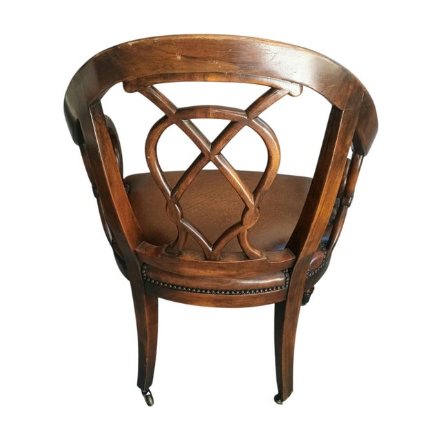 Traditional 1950s Regency Style Mahogany Leather Armchair For Sale - Image 3 of 6