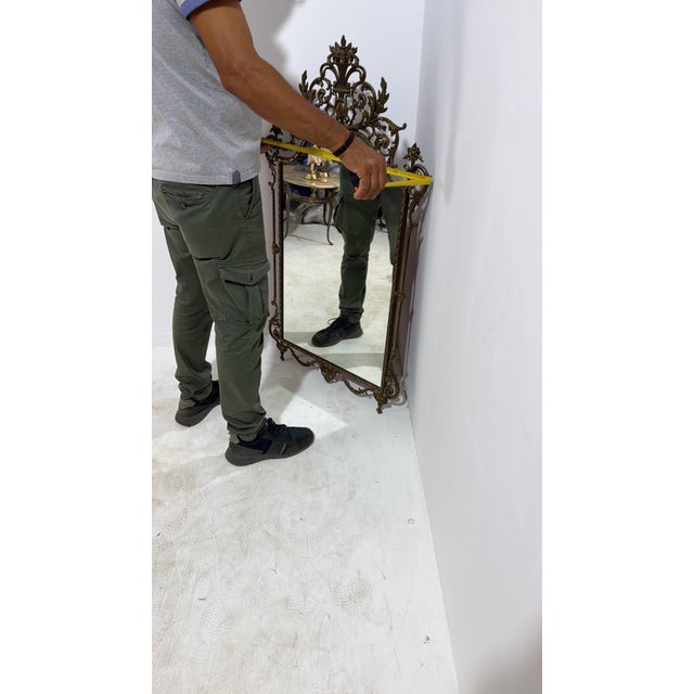 Large Mid-Century Italian Brass Mirror, 1950 For Sale - Image 6 of 10