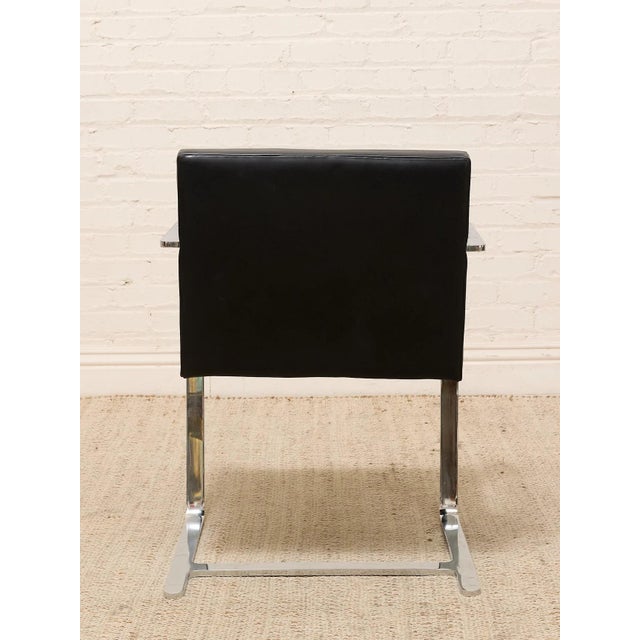 Mid 20th Century Mid 20th Century Styled After Mies Van Der Rohe Flat Bar Brno Chair in Black Leather & Chrome For Sale - Image 5 of 12