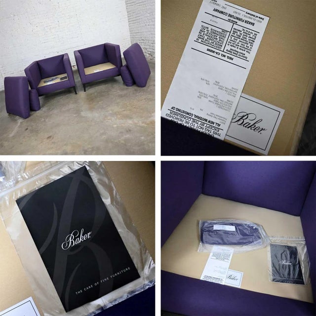 Modern Purple Plum Tone Tuxedo Style Club Chairs by Baker a Pair For Sale - Image 10 of 13