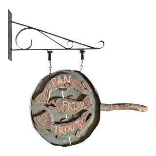 American Folk Art 'Pan Fried Trout' Hanging Sign For Sale