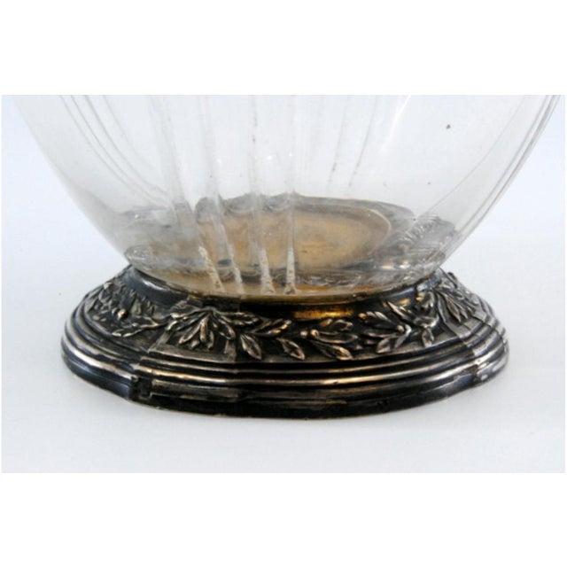 Wine Jug in Cut Glass and Silver on the Lid, Neck, Handle and Base with Reliefs For Sale - Image 4 of 11