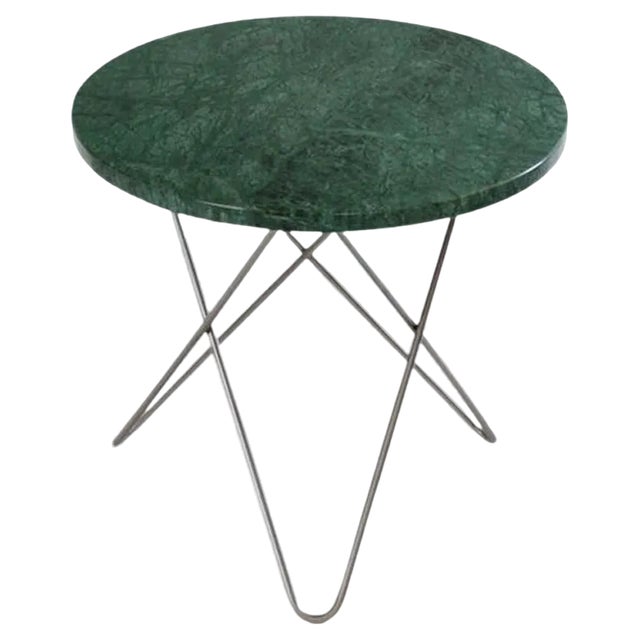 Green Indio Marble and Steel Mini O Table by OxDenmarq For Sale