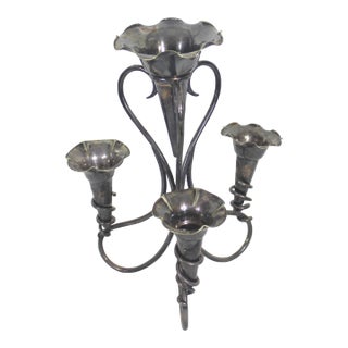 Vintage Edwardian Silver Plated Epergne Flower Vase Bud Holder With Removable Cones For Sale