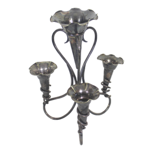 Vintage Edwardian Silver Plated Epergne Flower Vase Bud Holder With Removable Cones