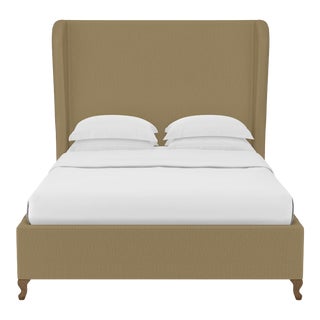 Humboldt California King Rolled Shelter Bed in Marzipan Box Weave Linen