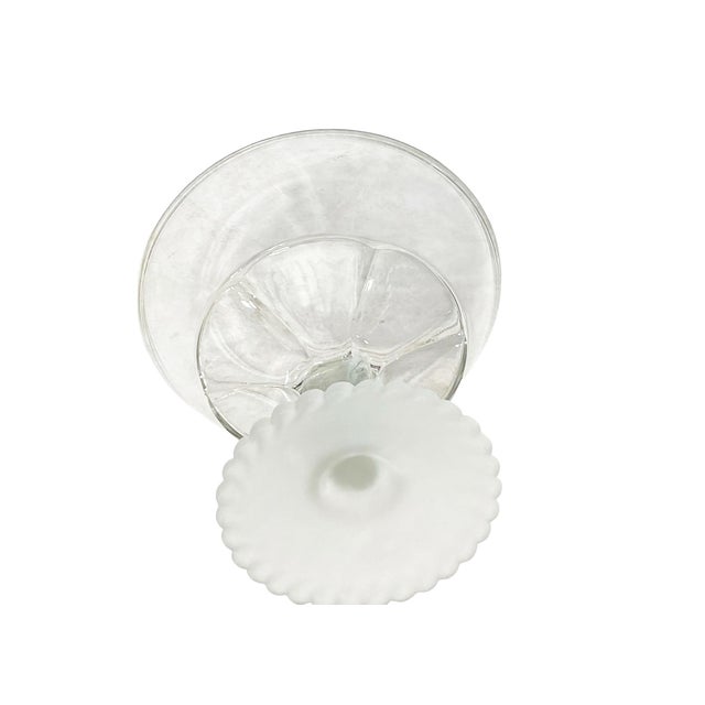 1980s Vintage Frosted Footed Glass Bowl W/Lions Head 6.5" H For Sale - Image 5 of 7