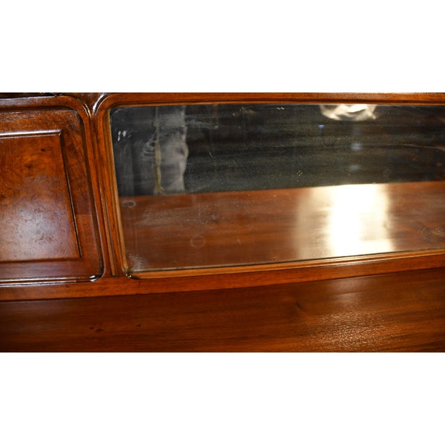 1900s Antique French Walnut & Burl Walnut Server / Buffet / Sideboard With Mirror For Sale - Image 4 of 18