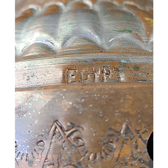 Early 20th Century Hand Hammered Copper Repousse Moroccan Style Made in Egypt Table Lamp For Sale - Image 11 of 12