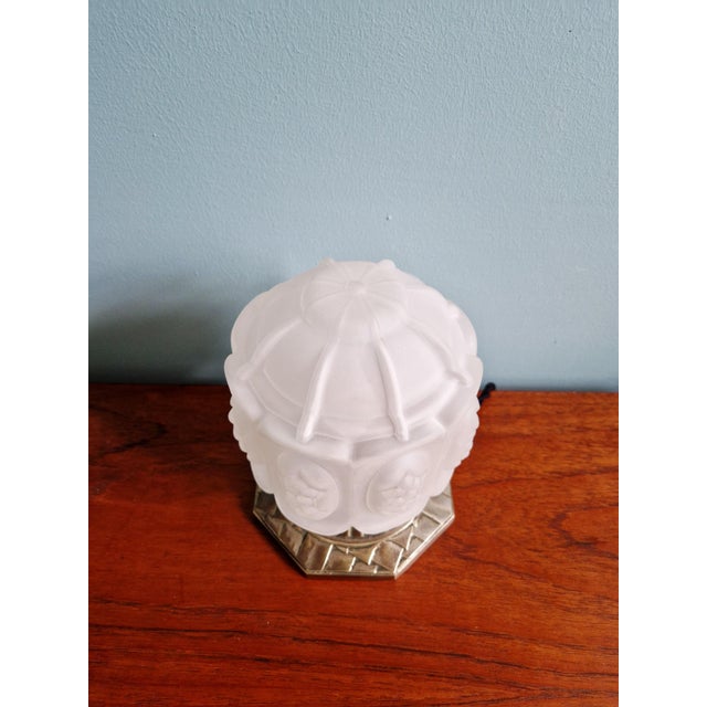 1920s Art Deco Night Light in Nickel-Plated Bronze and Frosted Glass, 1920s For Sale - Image 5 of 18