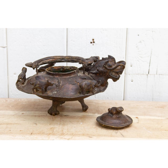 Metal Large Ancient Dragon Tea Pot For Sale - Image 7 of 11