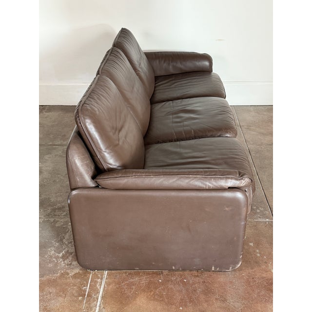Brown Vintage 1970s Brown Leather De Sede Ds-61 Sofa For Sale - Image 8 of 12
