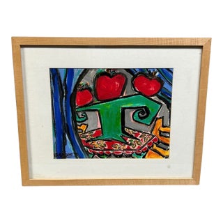 Mona A. El-Bayoumi “Apples and Braids” Original Mixed Media Painting, 1999 Exhibition Piece For Sale