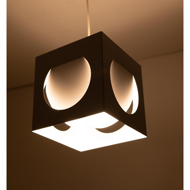White Square Metal Pendant Lamp by Shogo Suzuki for Orno, Finland, 1960s For Sale - Image 8 of 12