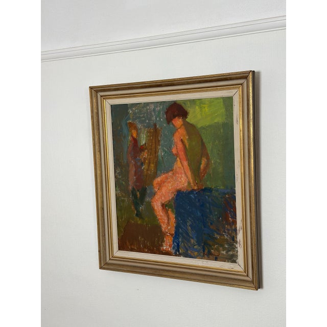 Original swedish oil on canvas – “modell” by a. W. Ekelund – vintage – 73 × 82 cm (approx. 29" × 32") a striking...