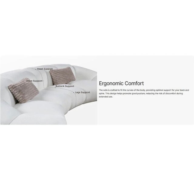 Wood Mi-24209 Big Cloud 141" Oversized Curved Boucle Sectional Sofa - Soft Fur White For Sale - Image 7 of 8
