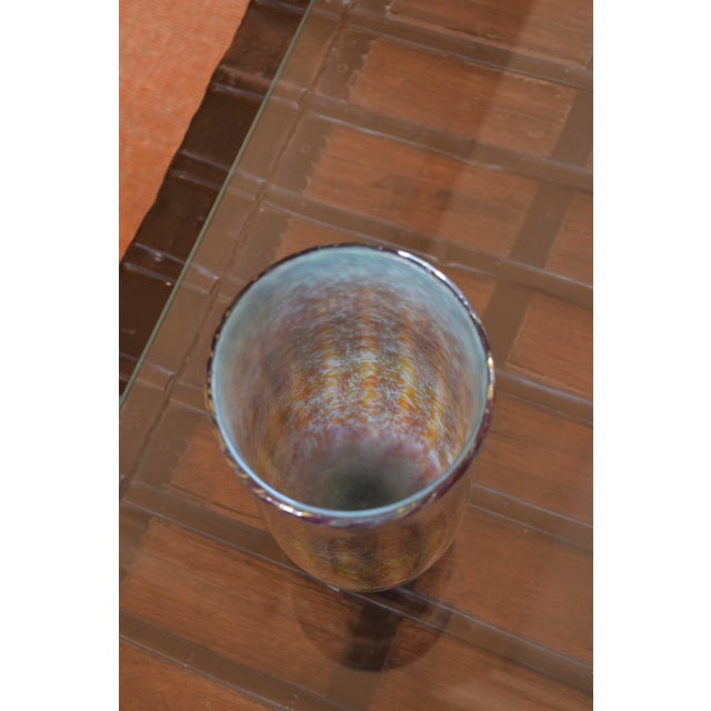 1980s Joel Bloomberg Iridescent Art Glass Vase For Sale - Image 4 of 7