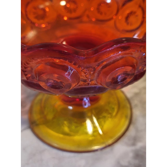 Red 20th Century Le Smith Moon & Stars Amberina Compote Lidded Compote For Sale - Image 8 of 17