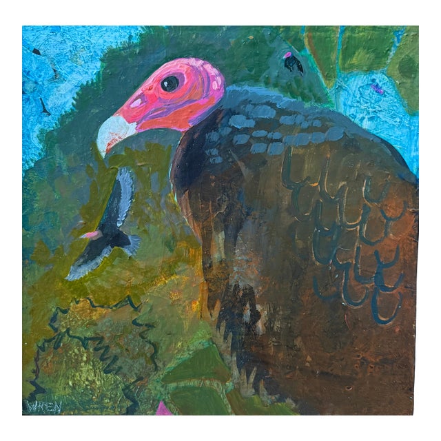 “Dead Skunk” Turkey Vulture Painting by LWren Walraven For Sale