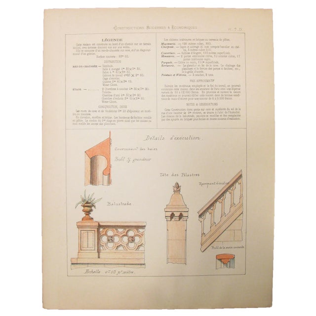 Printmaking Materials 1880s French Architectural Lithograph Folio, 25 Sheets For Sale - Image 7 of 10