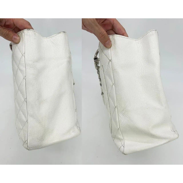 Chanel Quilted White Caviar Grand Shopper Tote For Sale - Image 12 of 12
