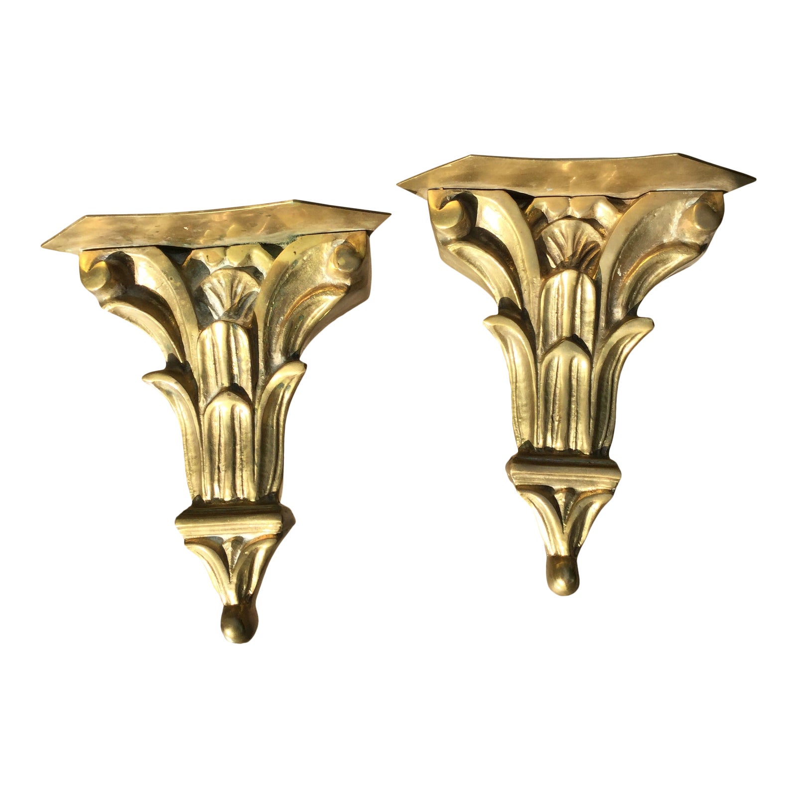 Vintage Brass Wall Brackets Decorative Crafts Inc a Pair Chairish
