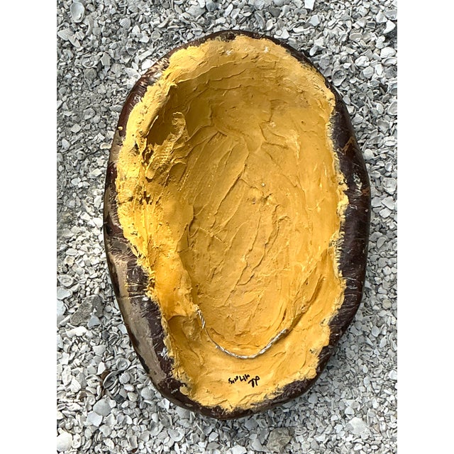 Vintage Boho Artisinal Pigmented Plaster Scagliola Turtle Shell For Sale - Image 4 of 9