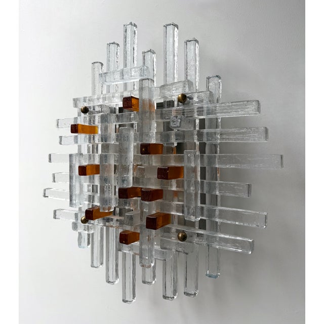 Mid-Century Modern Large Glass Sconce by Poliarte, Italy, 1970s For Sale - Image 3 of 12
