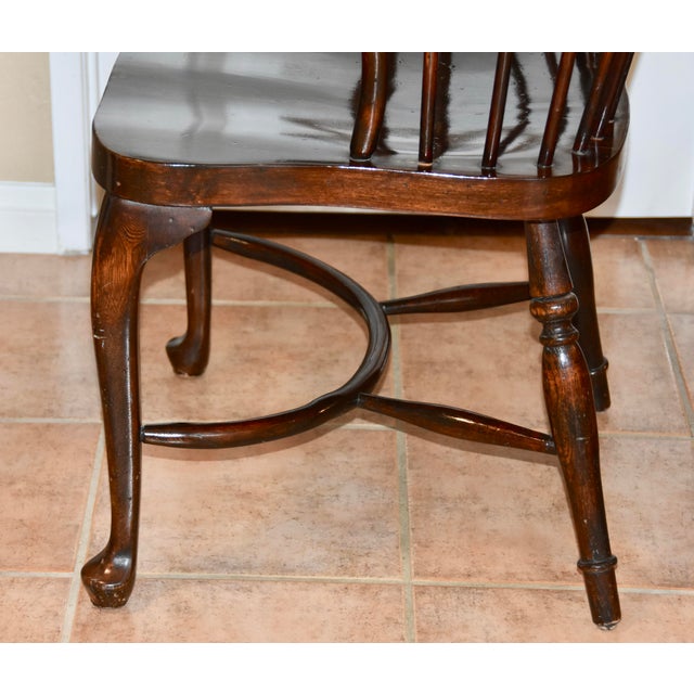 Brown Late 20th Century Vintage Windsor Spindle Wheel Back Armchair For Sale - Image 8 of 13