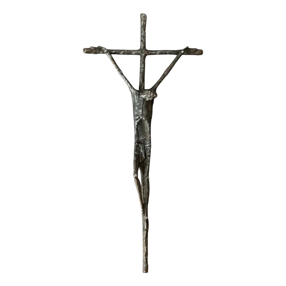 Austrian Catholic Bronze Jesus on the Cross Crucifix by E. Huber