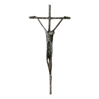Austrian Catholic Bronze Jesus on the Cross Crucifix by E. Huber, 1983 For Sale