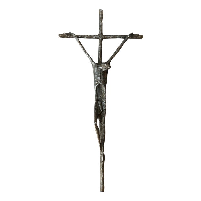 Austrian Catholic Bronze Jesus on the Cross Crucifix by E. Huber, 1983 For Sale