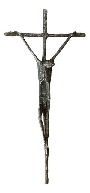 Austrian Catholic Bronze Jesus on the Cross Crucifix by E. Huber, 1983