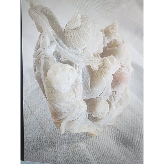 Asian Vintage Chinese Hand Carved Stone Sculpture Fishermen and Fish For Sale - Image 3 of 5