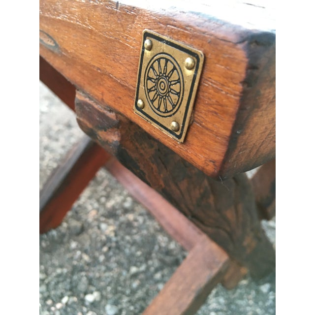 Reclaimed Teak Wood End Table From Antique Vessel For Sale - Image 12 of 13