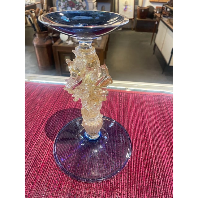 Italian 1930s Murano Candlestick With Dragon Cenedese Venetian For Sale - Image 3 of 9