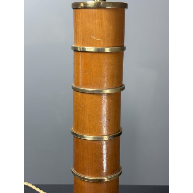 1960s Mid-Century Italian Pencil Reed Rattan Bamboo and Brass Table Lamp, 1960s For Sale - Image 5 of 18
