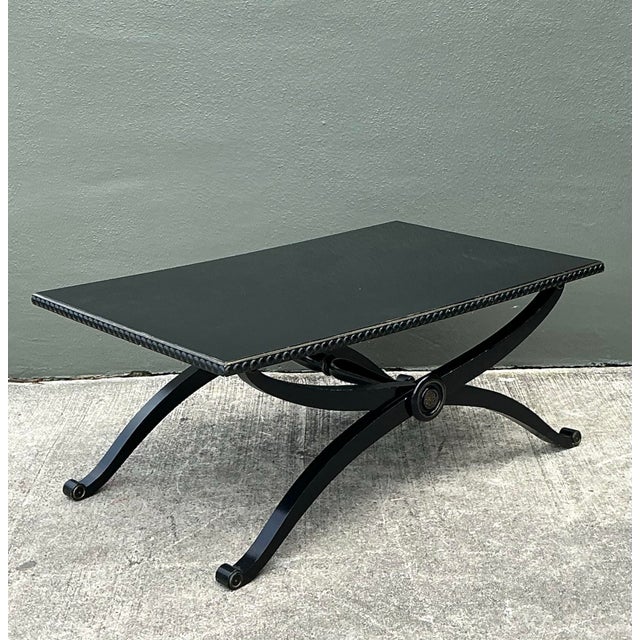 Wood Vintage Lacquered X Base Coffee Table For Sale - Image 7 of 12