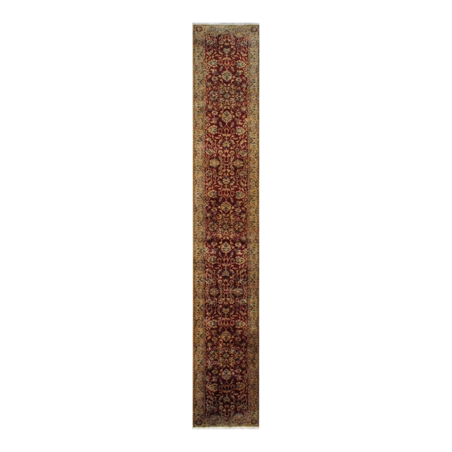 Pasargad Home Agra Red Wool Area Rug, 2' 7'' X 16' 5'' For Sale