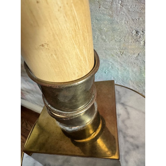 Chapman Manufacturing Company 1970's Vintage Hollywood Regency Faux Tusk Sculpture on Brass Base, Chapman Style For Sale - Image 4 of 6
