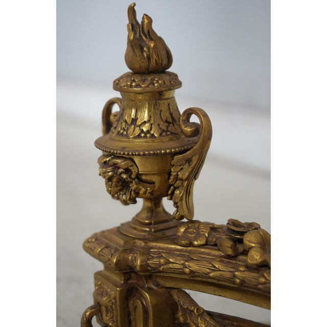 Vintage Louis XVI 19th Century Fire Screen Fireplace Andiron Set For Sale - Image 10 of 18