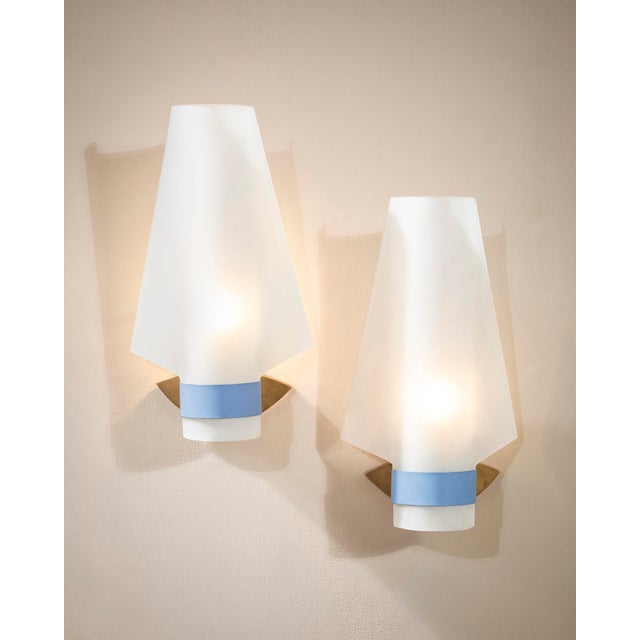 Brass and Acrylic Glass Wall Lights from Stilnovo, 1950s, Set of 2, in Good conditions. Designed 1950 to 1959 This piece...