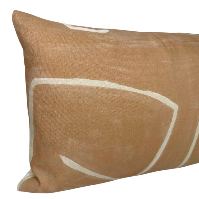Traditional Graffito Pillow Cover in Salmon Ivory, 12x20 Pillow For Sale - Image 3 of 4