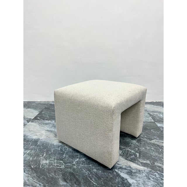White Mid-Century Modern Upholstered Waterfall Stools or Benches, 1970s - a Pair For Sale - Image 8 of 13